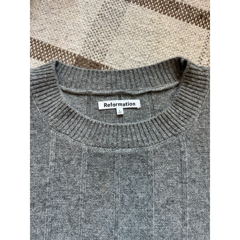 Reformation Harriet Merino Wool Sweater Dress Mini Knit Gray Large Chunky - Picture 3 of 9
